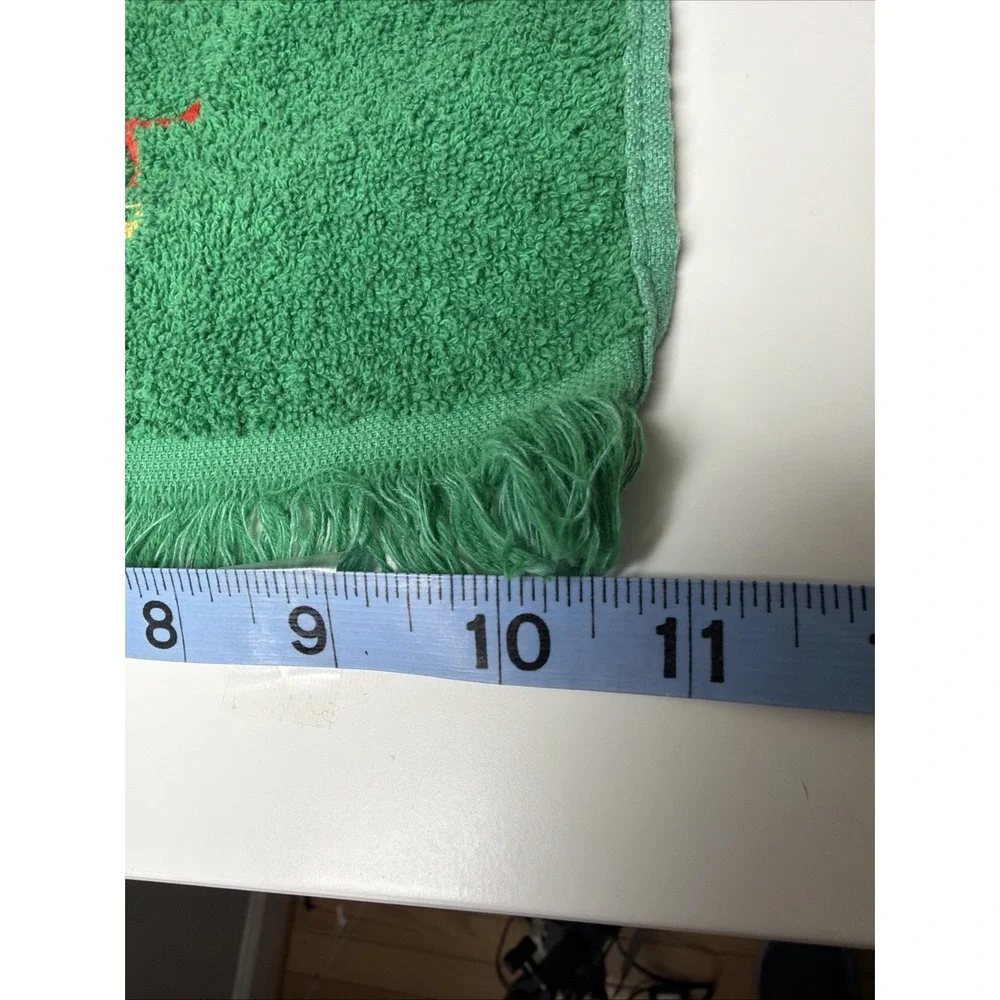 VTG Hand Towel Hunter Green Embroidery HolidayCannon USA Fringed‎ Cottagecore